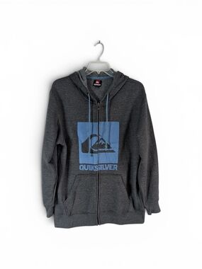 Quiksilver Men’s Dark Gray Hoodie with Blue Logo XXL